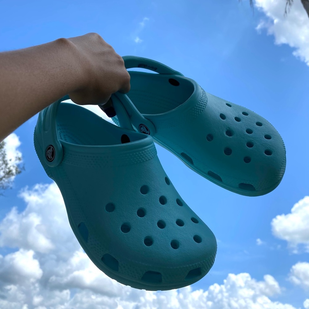 Teal Crocs